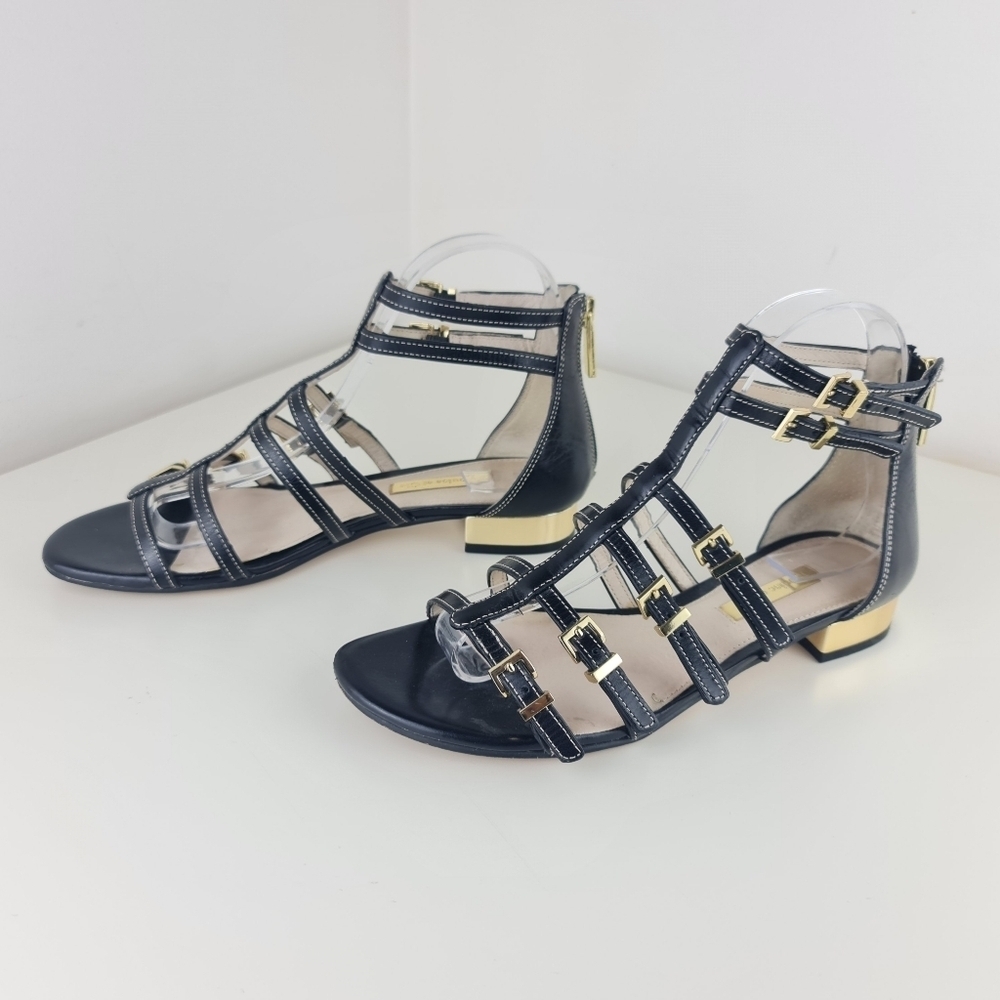Louise et Cie Black Strappy Gladiator Sandals Size 7M Leather